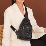Leather Braiding Sling Backpack For Travel